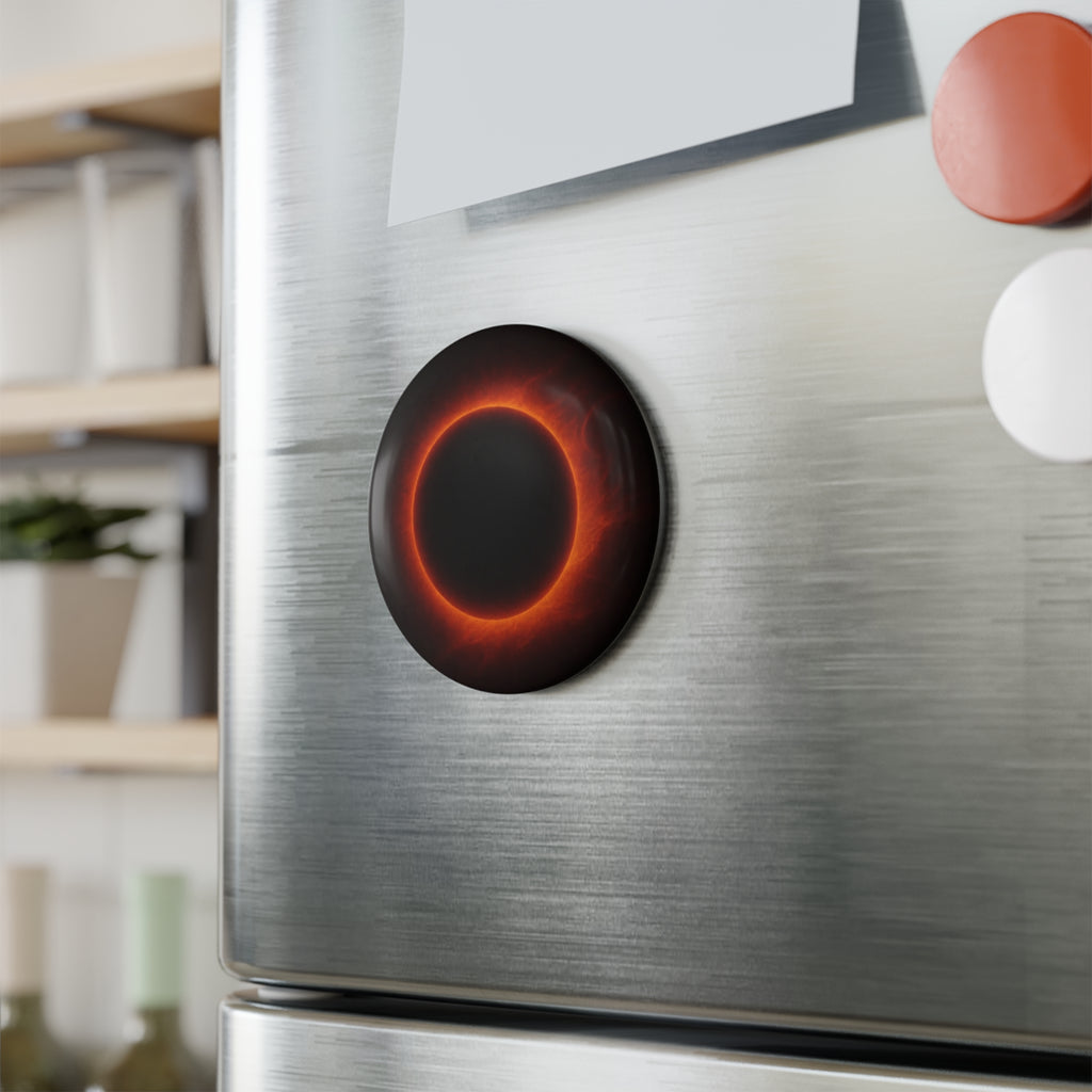 Solar Eclipse Button Magnet — Fiery Ring Round Magnet for Astronomy Fans