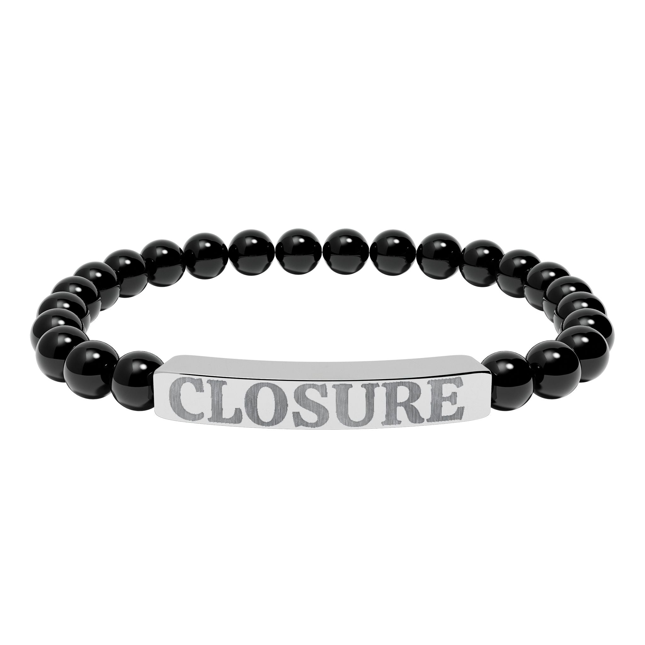 Engraved 'CLOSURE' Natural Stone Stretch Bracelet — Bar Bead Healing Jewelry